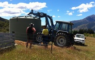 30,000 litre water tank in final position at Muntanui, South Island, New Zealand